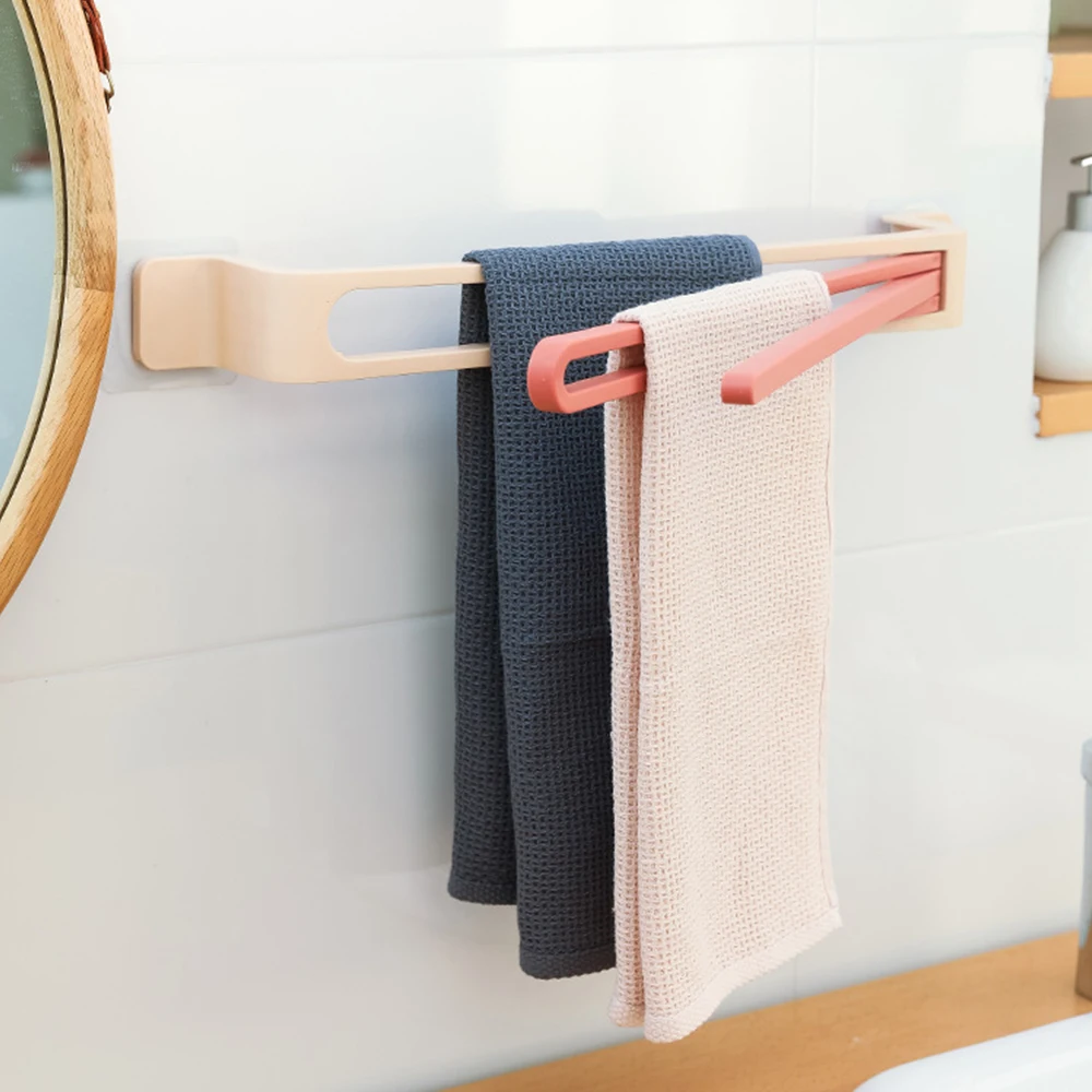 

Towel Holder Rack Bathroom Kitchen Sturdy Plastic Wall Mounted Towel Hanger Toilet Wall Durable Waterproof Punch-free