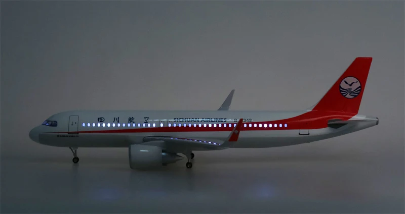 1/80 масштаб 47 см Airbus A320 NEO Sichuan самолет модель сплав База W шасси и светильник самолет игрушки самолет с фиксированным крылом - Цвет: with light