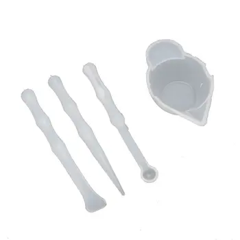 

4Pcs Silicone Mixing Cups Stirrers Spoon Scraper DIY Resin Jewelry Tools Kit