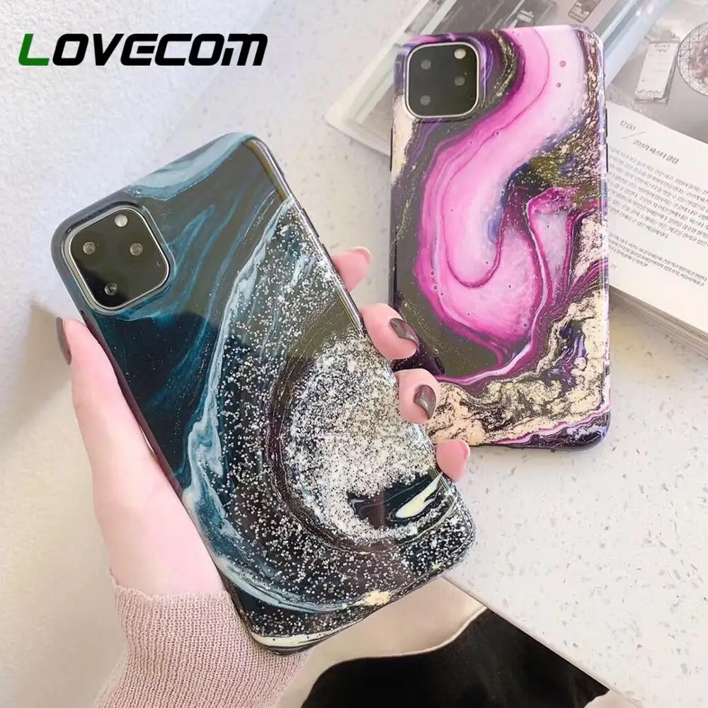 Чехол LOVECOM с зелеными и фиолетовыми кристаллами для iPhone 11 Pro Max XR XS 6 6s 7 8 Plus X мягкий