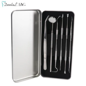 

6pc/set Dental Tool Set Mirror Dentist Prepared Probe Tooth Care Kit Stainless Steel Instrument Tweezer Scaler