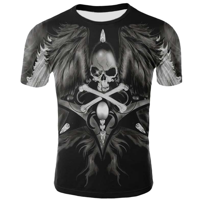Skull rock cool 3D T shirt men's punk print T shirt men's skull clothes