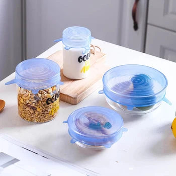 

6/12PCS Food Silicone Cover Cap Universal Silicone Lids For Cookware Bowl Reusable Stretch Food Fresh Cover Kitchen Accessories