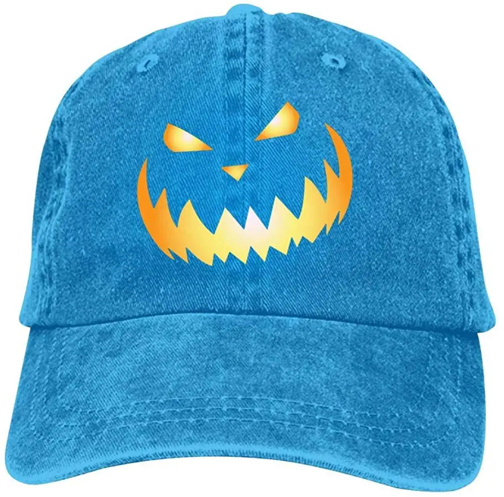 Страшная Тыква Хэллоуин бейсболки унисекс Винтаж Джинсы Ковбой папа Регулируемая хлопковая Джинсовая Шляпа