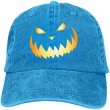 Страшная Тыква Хэллоуин бейсболки унисекс Винтаж Джинсы Ковбой папа Регулируемая хлопковая Джинсовая Шляпа