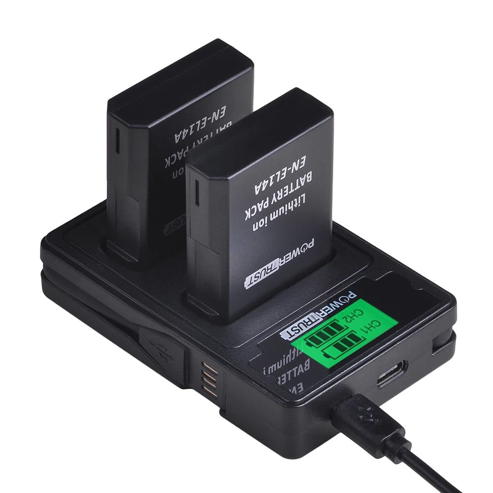 PowerTrust ENEL14 EN-EL14A elen EL14 lcd USB зарядное устройство для Nikon P7800, P7100, D3400, D5500, D5300, D5200, D3200, D3300