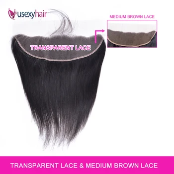 

USEXY HAIR Brazilian Straight Hair HD Swiss Lace Frontal Closure Remy Human Hair Lace Closure Remy Hair Transparent Lace Frontal