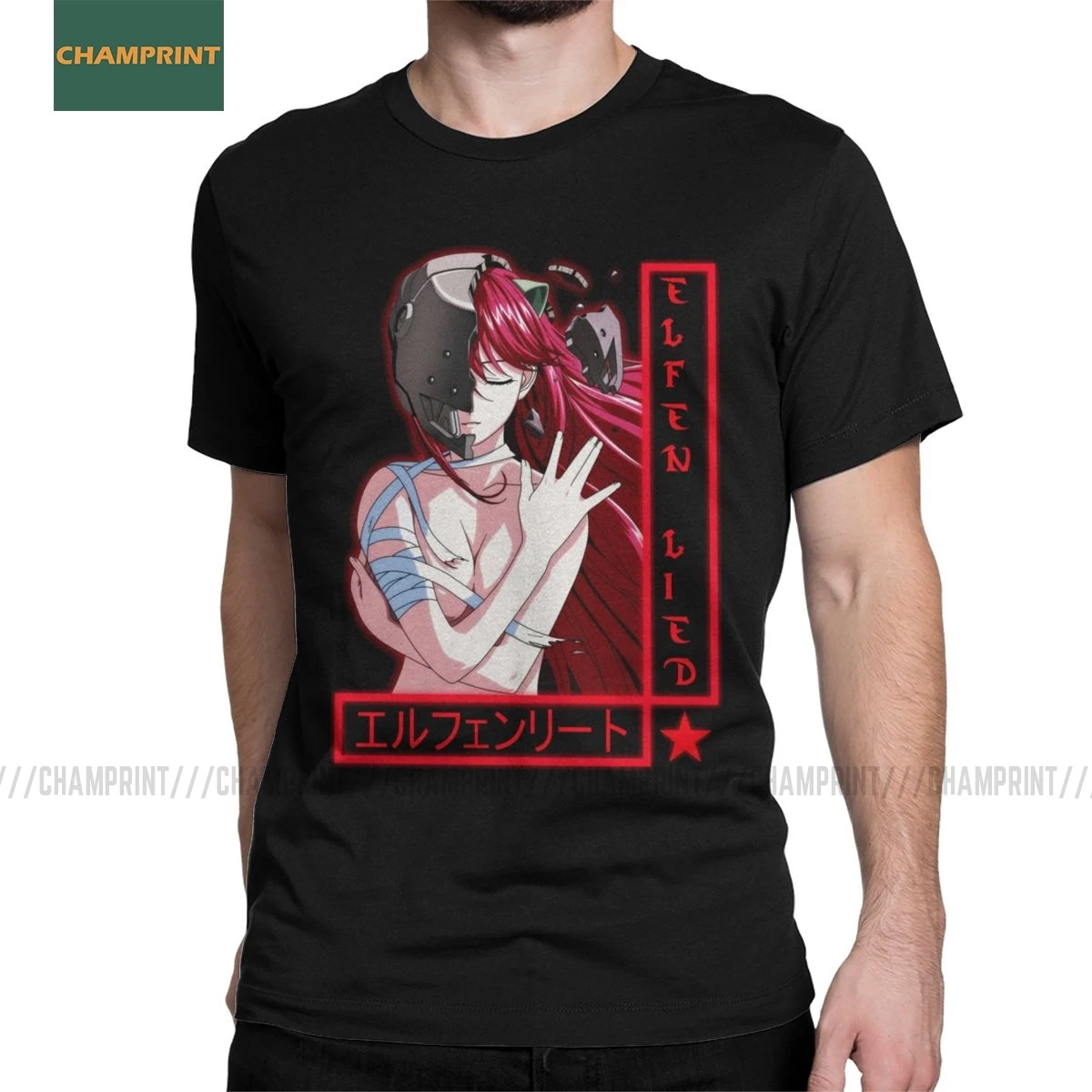 Elfen Lied Lucy Для мужчин's футболка Аниме Манга кровь девушка Нью-Йорка японский
