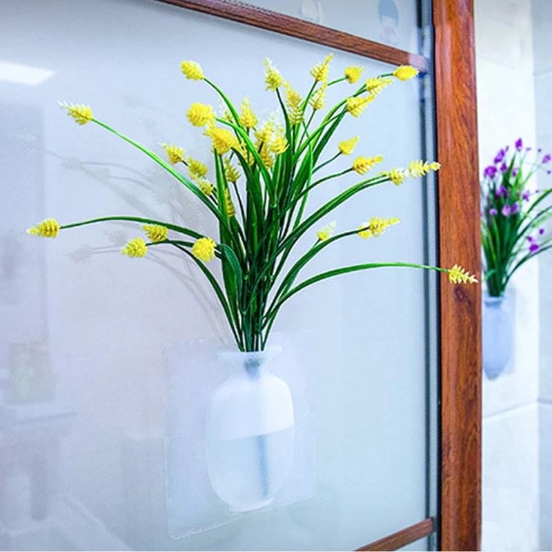 Домашние силиконовые в форме цветка ваза липкий цветочный горшок растения контейнер настенное крепление украшения для дома офиса