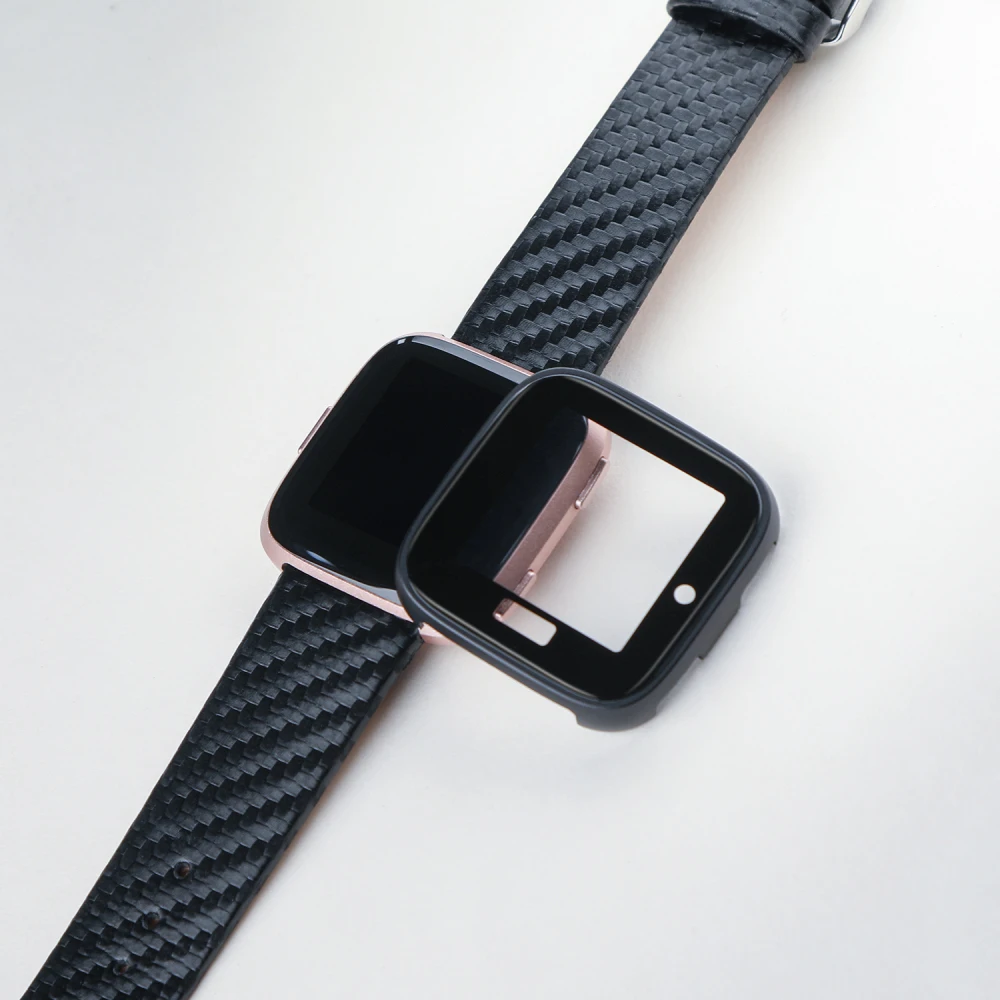 Жесткий чехол s Для Fitbit Versa металл+ 3D закаленное стекло Корпус Полный экран протектор чехол для fit bit умные часы Versa чехол
