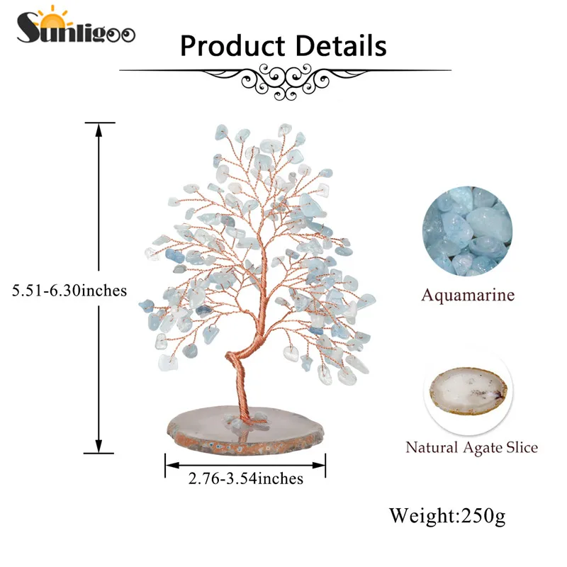 Sunligoo натуральный кристалл денежное дерево фэн-шуй Хрустальная скульптура дерево Статуэтка Исцеление драгоценный камень Дерево жизни орнамент домашний декор