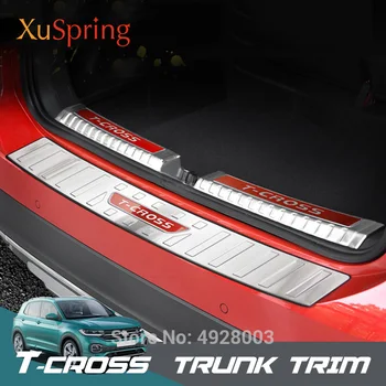 

Car Rearguards Trunk Box Rear Tail Door Bumper Pedals Plate Stickers Trim Styling For Volkswagen VW T-cross Tcross 2019
