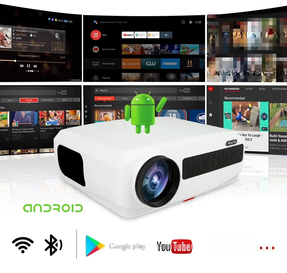 WZATCO C3 Full HD 1080P Projector Android 10.0 WIFI 300 inch Big Screen Proyector Home Media Video Player Smart Android  Beamer cheap projector