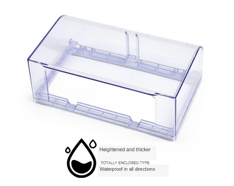Selbstklebende wasserdichte Box, doppelt, 86 mm, universelle transparente Schaltsteckdose, Staubschutz, Badezimmer, Küche, Steckdose, spritzwassergeschützte Box – Detail 4