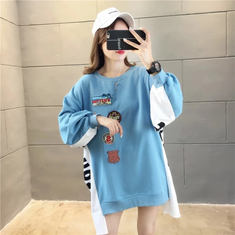 

Super fire cec sweater women loose Korean version 2019 autumn new round neck pullover lazy windy style shirt tide in