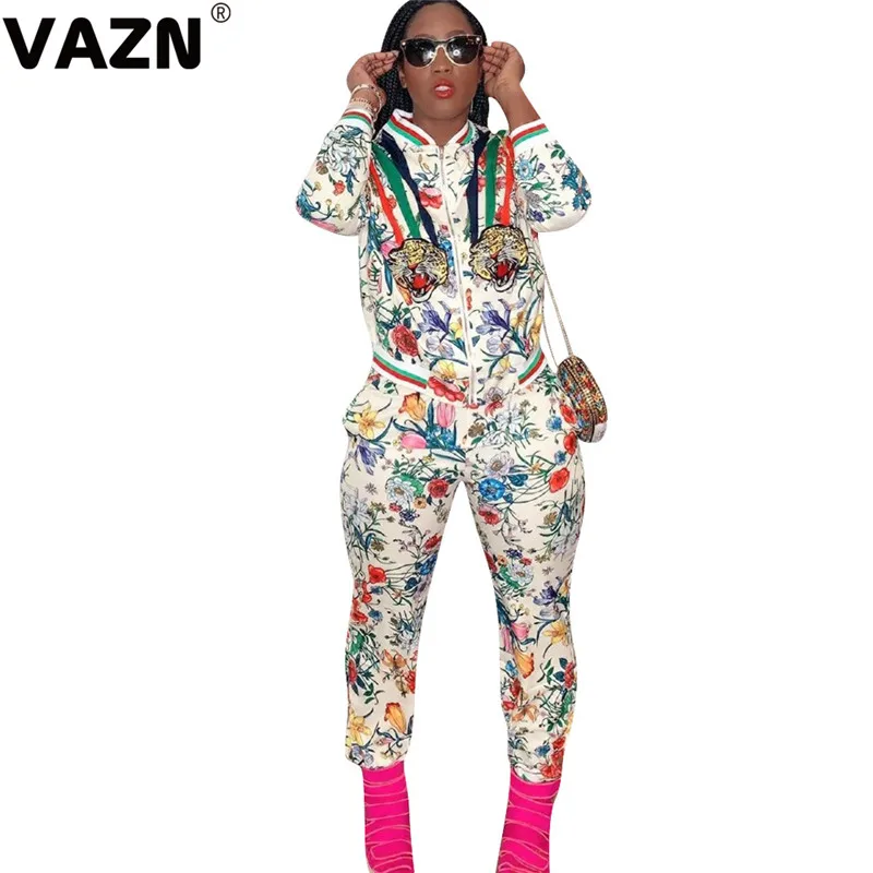 VAZN MNL039 Высокое качество Повседневная Удобная офисная одежда с длинным рукавом MLB длинные штаны повседневные спортивные костюмы Тонкий женский комплект из 2 предметов