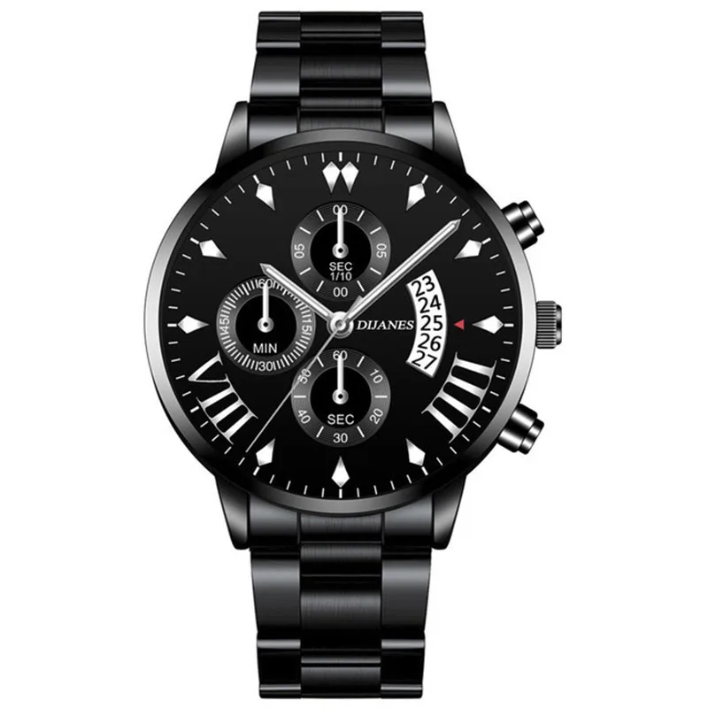 New Men Business Stainless Steel Quartz Wristwatch Fashion Mens Watches Calendar Date Clock Man Silver Bracelet Male Watch 