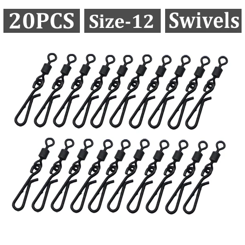 20PCS Carp Fishing Accessories Hanging Snap Swivels Standard Size