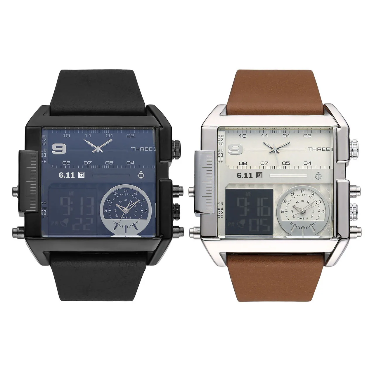 

Export 611 Date Seconds Waterproof Back Lamp Night Light Dual Display Electronic Watch