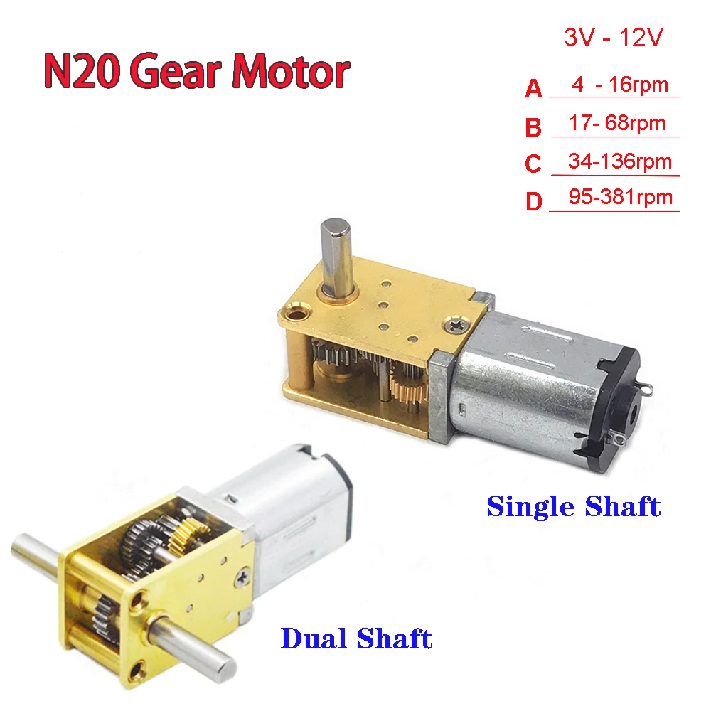 Mini N20 Gear Motor DC 3V-6V Slow Speed Full Metal Gearbox DIY Robot Car Tool 