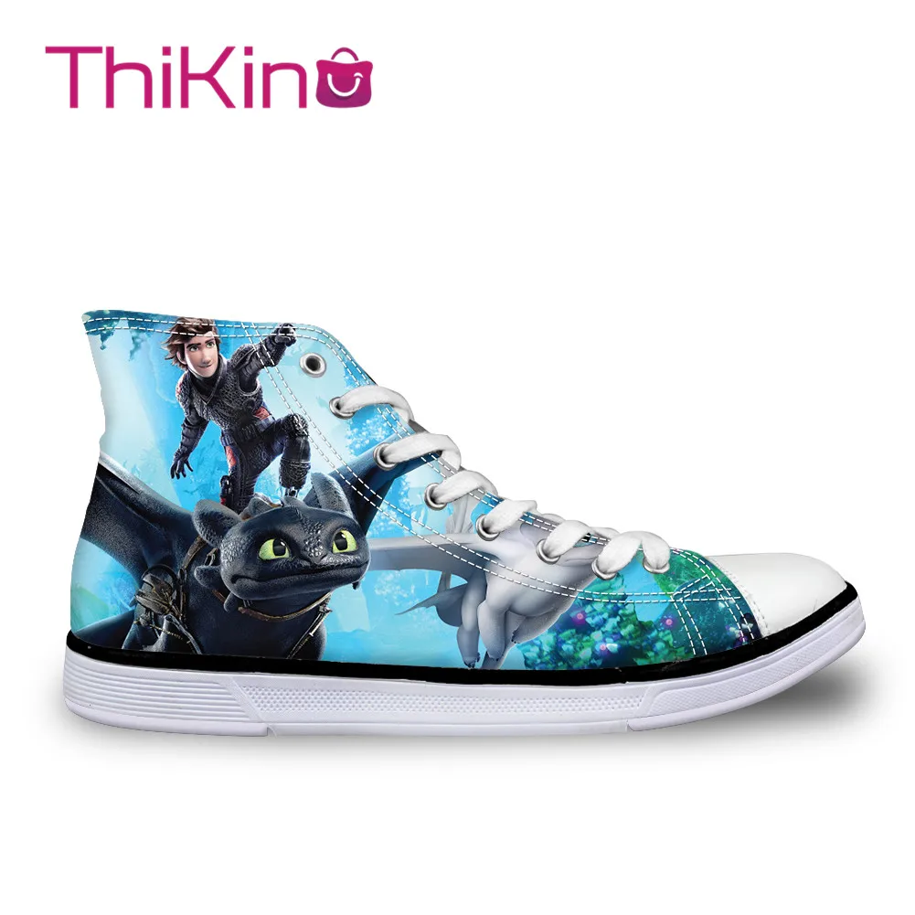 

Thikin High Top Canvas Shoes for Men How to Train Your Dragon Sneakers for Teens Lace-up Flat shoes for male vulcanized shoes