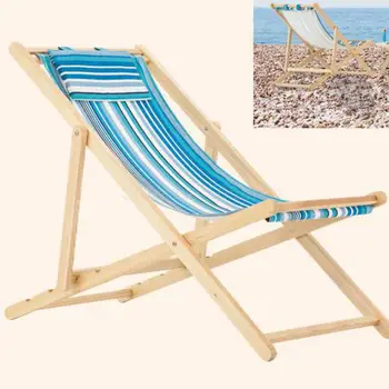 

Outdoor Reclining Chair Folding Canvas Chair Folding Chair Noon Break Solid Wood Balcony Outdoor Swimming Pool Cool Summer