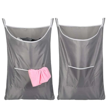 

2 Pack Laundry Hamper, Zip Laundry Hamper Door Hanging with Stainless Steel Hooks, Oxford Fabric Door Laundry Hamper Extra Large