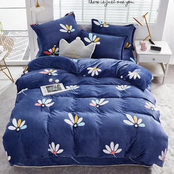 

Soft Warm Sueded Bedclothes include Floral Duvet Cover Set and Pillowcase/Cushion Cover Microfiber Flannel Bedding Set Full Size