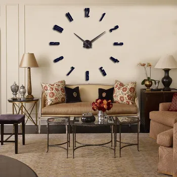 

3D DIY Number Wall Clock Giant Simple Mirror Acrylic Decorative Mute Murals Sticker Clocks Living Room Home Decor Modern Design