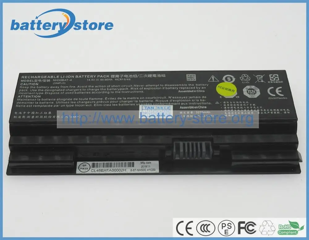 Натуральная 14,4 V, 48,96 Вт Батарея NH50BAT-4 для Clevo NH58RH NH58RA NH58RC NH58RD