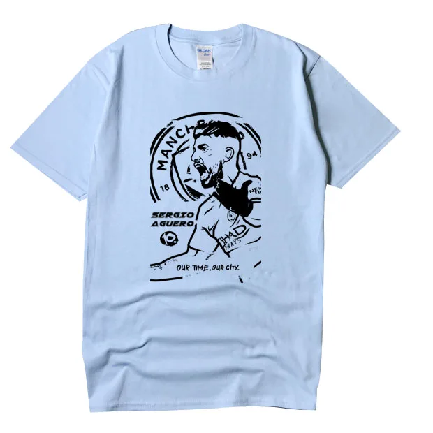 1 Новая футболка kun aguero fashion legend, хлопковая Футболка с круглым вырезом и короткими рукавами для поклонников, подарок - Цвет: 1