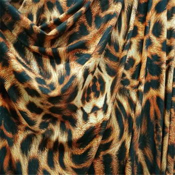 

Milk Silk Base Leopard Print Tiger Grain Printing Cloth Fabric For Sewing Dress Cheongsam DIY Curtarin Table Cloth Material