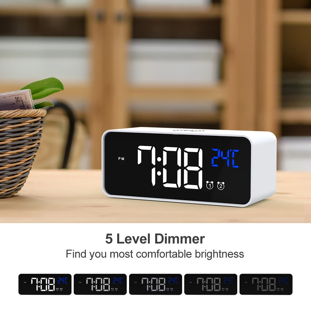 3 IN 1 Digital LED Desk Alarm Clock Thermometer 15W Wireless Charger With Qi Wireless Charging Pad Electric Alarm Clock apple charging station
