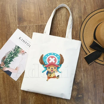 

One Piece Japanese Anime Luffy Chopper Design Shoulder Canvas Bags Large Capacity College Harajuku Handbag Women Bag Shop Bag