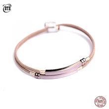 Индивидуальные 925 пробы Серебряные Трубчатые браслеты, винтажные плетеные веревочные браслеты ручной работы для влюбленных, модные ювелирные изделия для пар