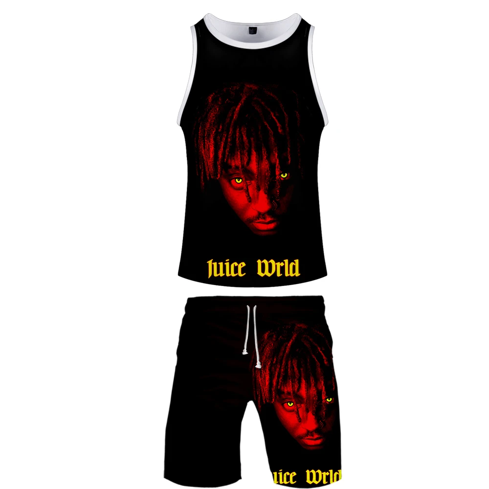 Juice Wrld летний мужской повседневный пляжный жилет без рукавов шорты спортивный костюм+ брюки Быстросохнущий Спортивный костюм мужские спортивные костюмы