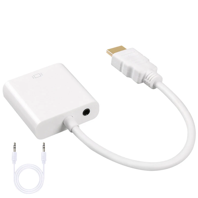 Адаптер hdmi-vga кабель конвертер HDMI VGA кабель Поддержка 1080P с аудио кабелем для HD tv xbox PS3 PS4 ноутбука ТВ коробка - Цвет: audio but no power