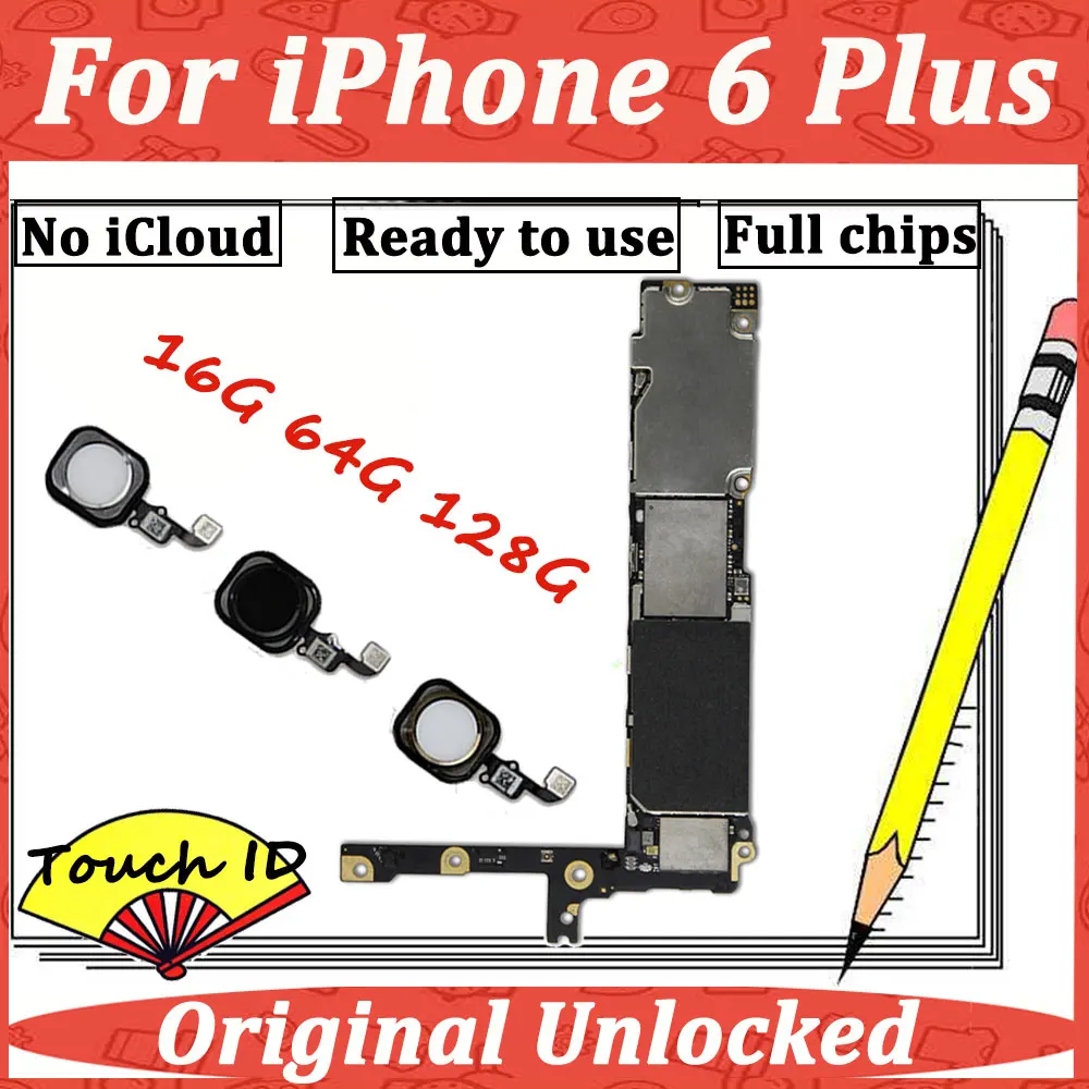 Оригинальная материнская плата для iPhone 6 Plus 5,5 ''6 P 16G 64G 128G Touch ID материнская плата логическая материнская компактная плата iCloud разблокировка 6plus