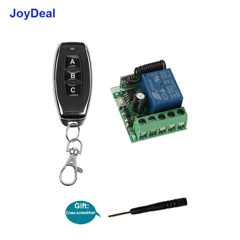 JoyDeal 433 МГц Универсальная беспроводная кнопка реле умный переключатель DC 12 в 1 канальный модуль приемника для электрического ключа двери ворот - Цвет: 1 RC And 1 Receiver
