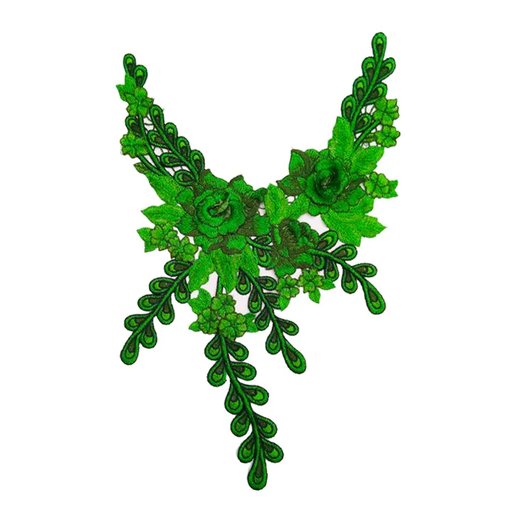30 стилей 3D полые цветы вышитые кружева декольте DIY воротник декольте Venise Кружевная аппликация отделка Швейные принадлежности Скрапбукинг - Цвет: Green