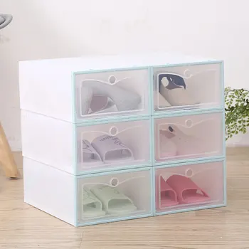 

1PCS New Flip-Open Cover Plastic Shoe Storage Box Transparent Stackable Storage Box Shoes Drawer Case Thicken Shoe Box Organizer