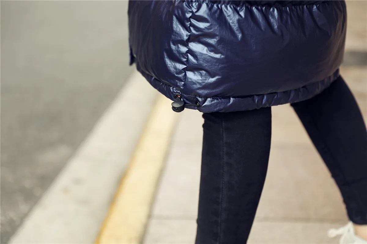 New Style Korean-style Loose-Fit down Jacket Women's Mid-length Thick over-the-Knee Stand Collar V Standard Winter Long Coa