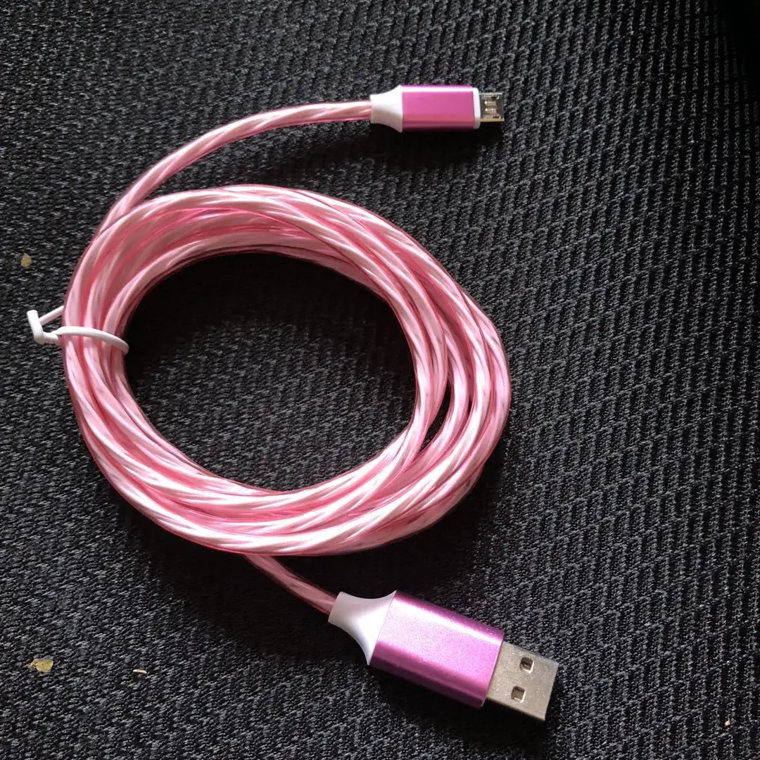 Светодиодный светящийся течет usb-шнур для Зарядное устройство Тип C/Micro Зарядка через USB кабель для передачи данных для iPhone X для samsung проводное зарядное устройство Шнур