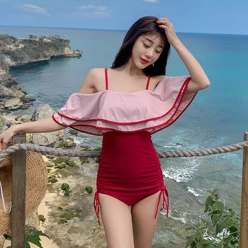 

Swimsuit One Piece Woman Large Size Bathing Suits For Women Vintage 2019 New Sexy Plaid Cotton Fmzxg Rash Guard Push Up