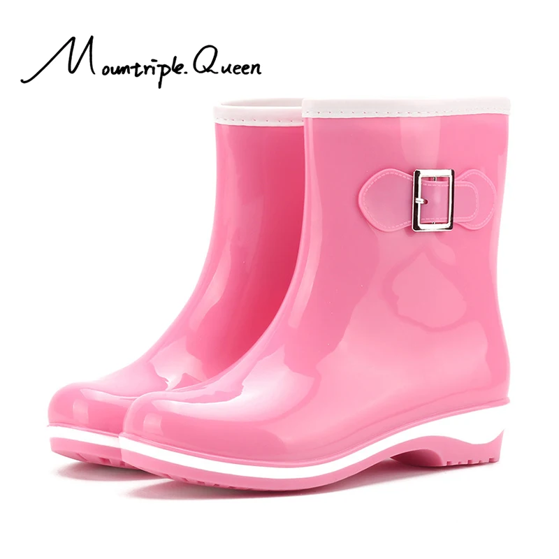 

2019 shoes woman Rain boots women's warm in the tube solid color non-slip jelly winter boots women water shoes ladies shoes