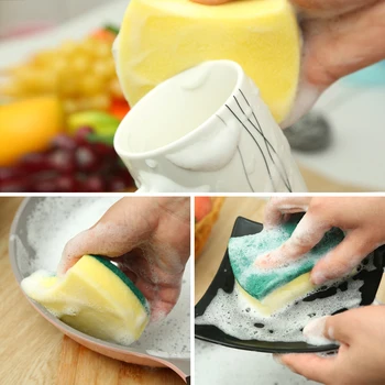 

New Esonmus 30pcs Multi-purpose Double-sided Sponge Scouring Pads Dish Washing Scrub Sponge Stains Removing Cleaning Brush for H
