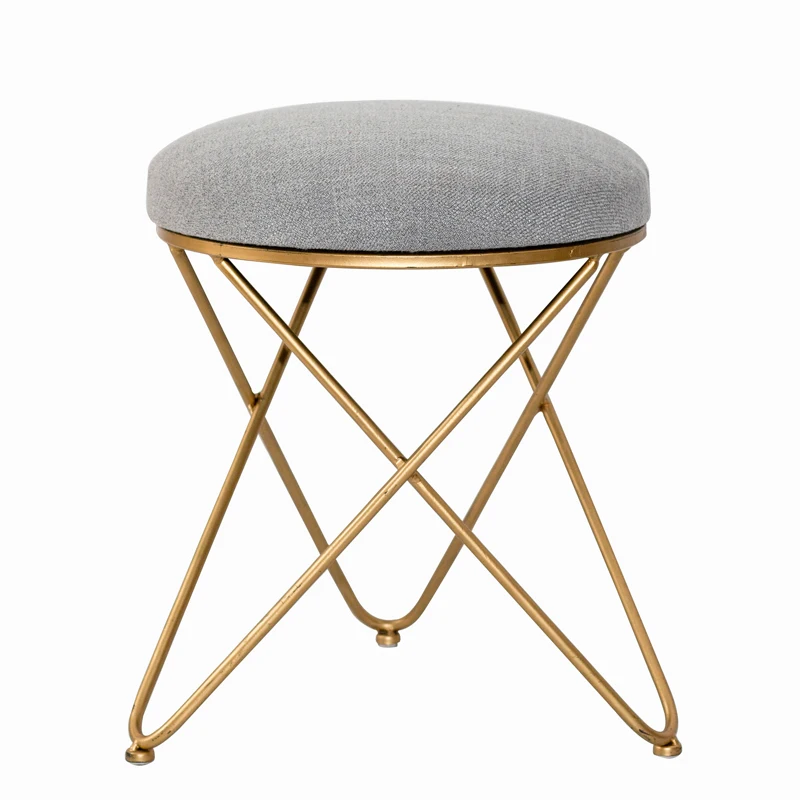 Best European wrought iron Stool fabrics round Living Room Sofa Footrest Bedroom Makeup Dressing Chair change Shoes Bench mx7261135