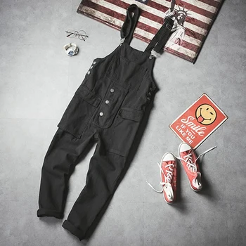 

Autumn and winter men's casual jumpsuit suspenders Korean version of Slim loose couple suspenders trend
