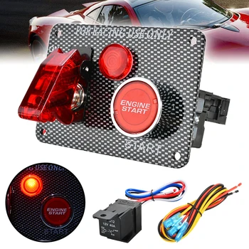 

Mayitr 1pc 12V Racing Car Toggle Ignition Switch Panel 2Toggle LED Push Button Engine Starter Switches for Car Interior Parts