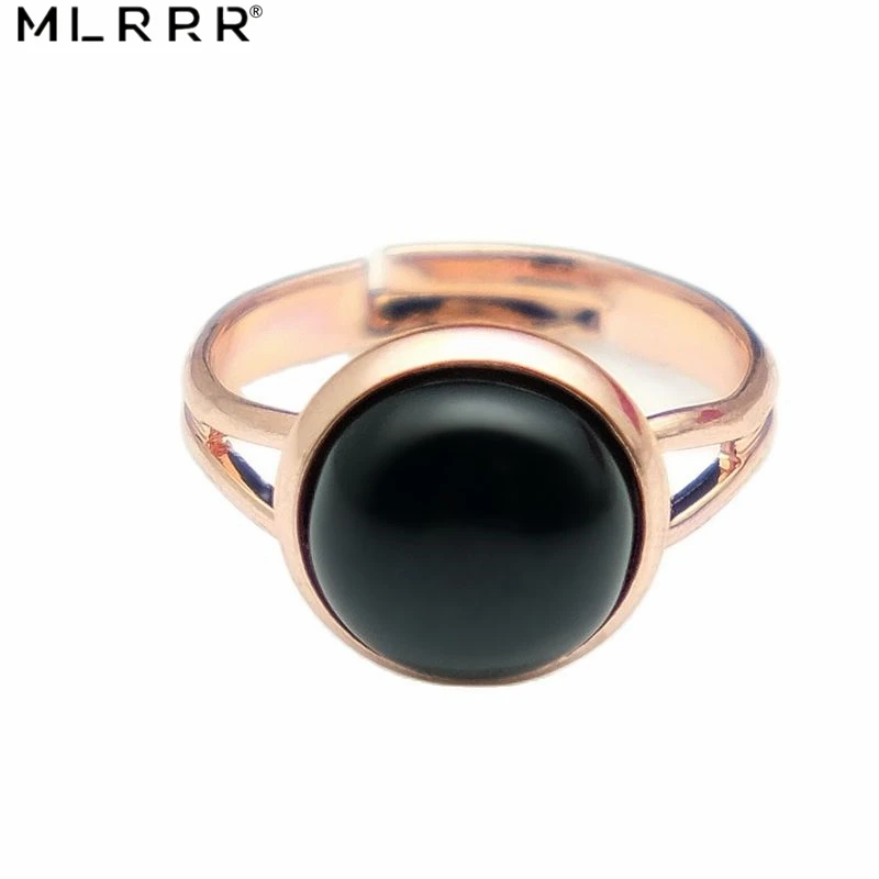 Винтажные Классические Медные кольца с натуральными агатами простые черные